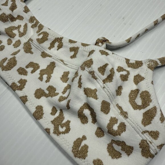 Solid & Striped Elsa Gold Leopard Beachy Sexy Swimsuit Bikini Top Size S - Picture 4 of 10